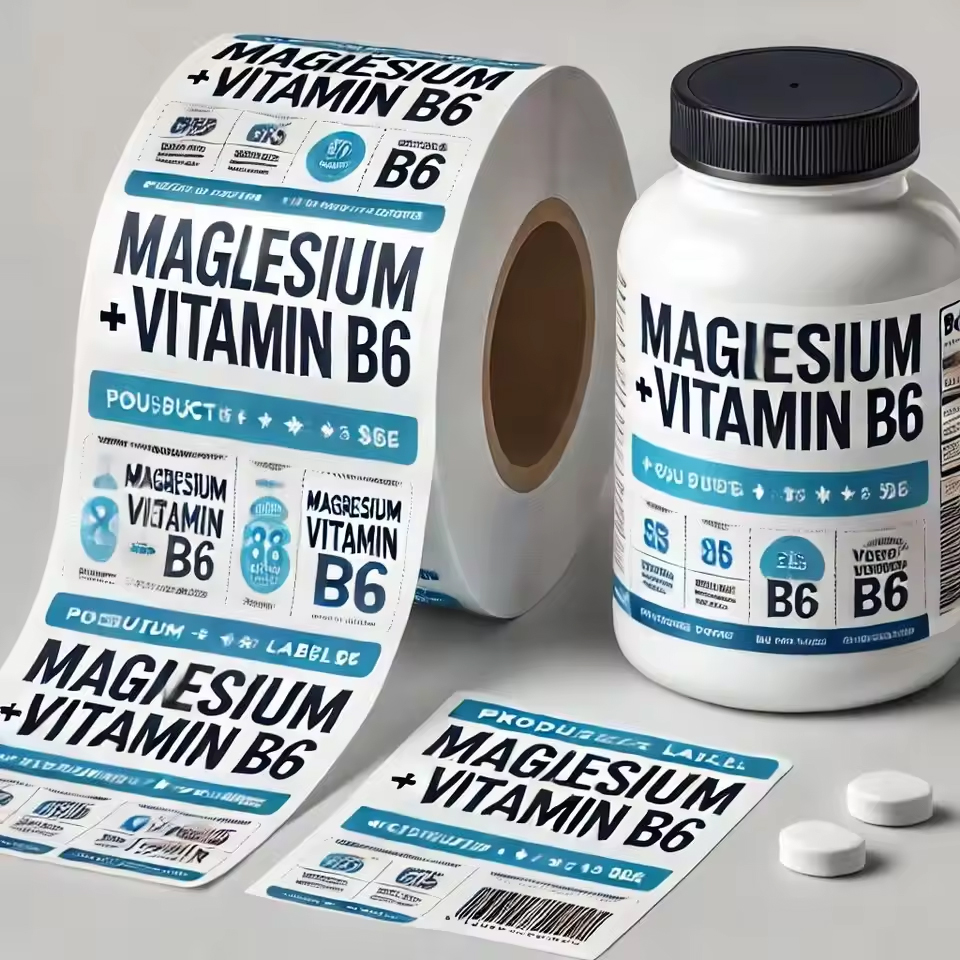 Custom Premium Pharma-Grade Holographic Adhesive Label Printing Nutrition Products Adhesive Logo Vinyl Stickers for Syrup Bottle