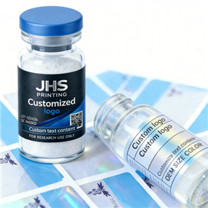 CustomSilver Film Vials Private Label Packaging Waterproof Self Adhesive Small Bottle Stickers Peptide