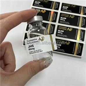 Premium Waterproof Peptide Labels Vinyl Stickers Spot UV 2ml 3ml 5ml Vial Holographic Gold Foil Stamping Vial Glass Bottle