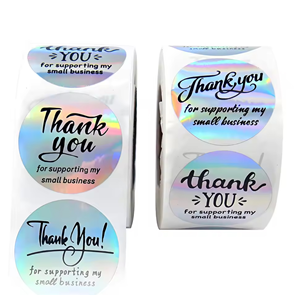 Custom High Glossy Printing logo Label Self Adhesive Candle Round Thank You Labels Waterproof Roll Paper Stickers