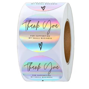 Custom logo High Glossy Printing logo Label Self Adhesive Candle Round Thank You Labels Waterproof Roll Paper Stickers