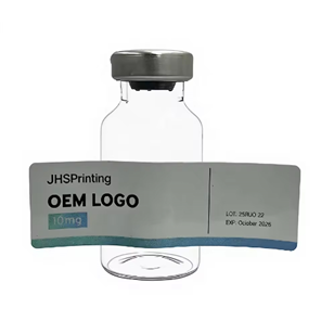 Custom Self Adhesive Laboratory Silver Film 3ml 5ml 7ml 10ml Labels Spot UV Bottle Vial Packaging Vinyl Peptide Stickers